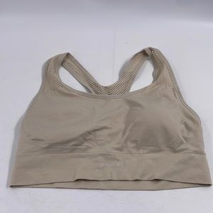 Pink by Victoria’s Secret Sports Bra Racerback XL Beige Mesh Workout NEW NWT